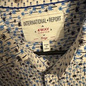 International Report Blue Palm Tree Men's Casual Shirt